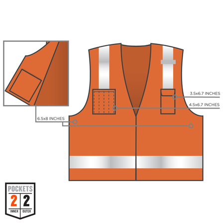 Glowear By Ergodyne XL Orange Economy Surveyors Vest Class 2 - Single Size 8249Z-S